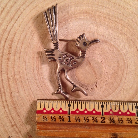 Vintage FJ Navajo Roadrunner Brooch - Picture 4 of 4